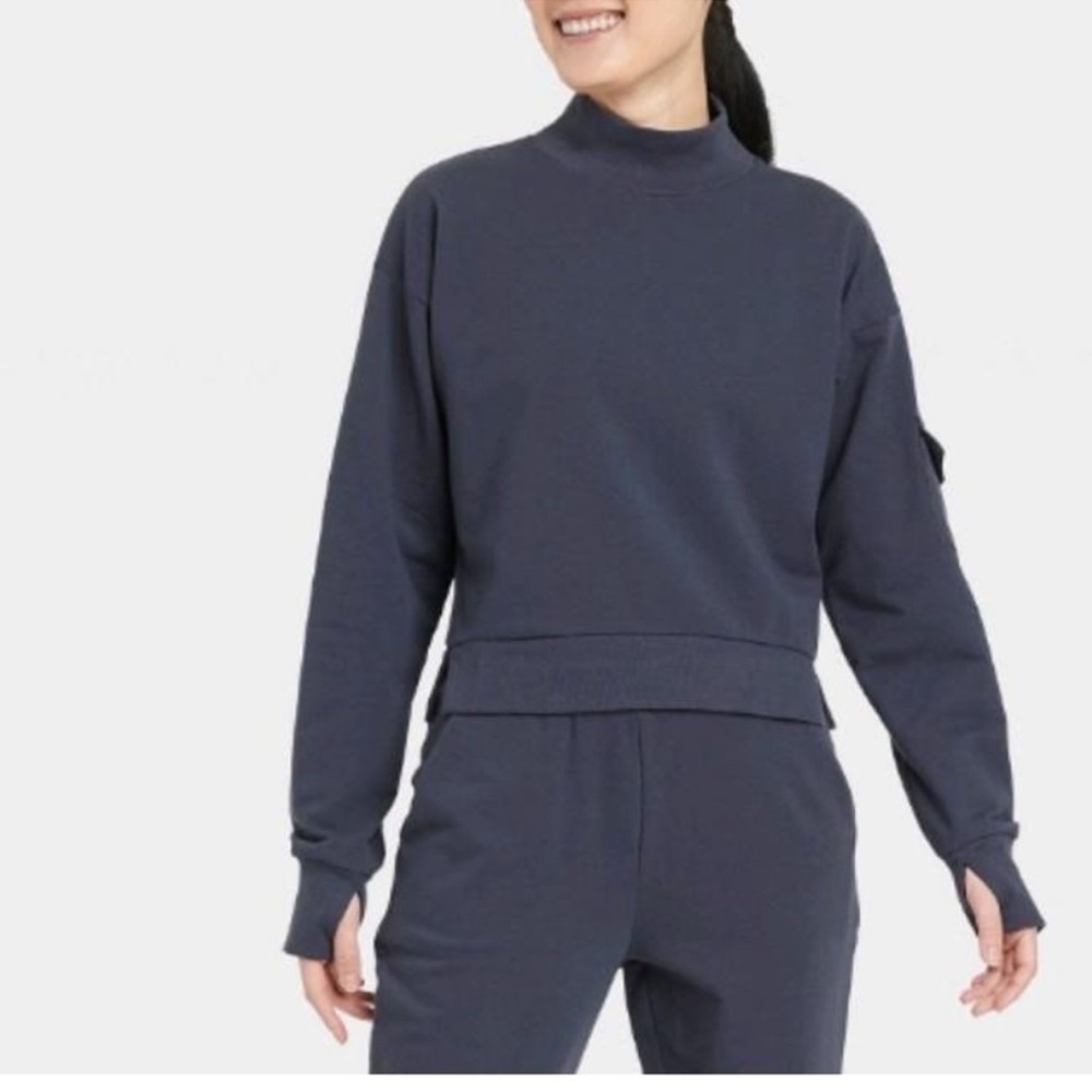 All in Motion Women's Slate Gray Sweatshirt Arm Holes French Terry M - Picture 1 of 8